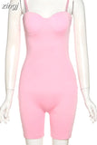 2023Spring Skinny Fitness Romper Women Bodysuit Sleeveless Sexy Strap Low Cut Playsuit Workout Loungewear