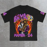 Men's T-Shirt 2024 Basketball Shirt Sports Style Short-Sleeved Cotton Print Loose T-Shirt Street Hip-Hop Blouse Short