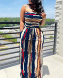 Zingj Hot Style Autumn Slim Sleeveless Strapless Print Women's Jumpsuit