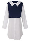 Zingj Hot Style Fall New Long Sleeve V Neck Button Splicing Shirt