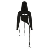 Zingj 2024 Winter Women's Solid Color Slim Long Sleeved Hoodie Smock Fashion Sling Vest Suit-Outfit
