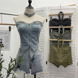 Babes Cowboy Breast Sling Sling Vest Sexy Sleeveless Hanging Neck Sleeveless Topie Girl
