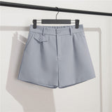 Zingj Photo Suit Shorts Female 2024 Summer New High Waist Loose Blue Five Split Pants Straight Tube Hong Kong Flavor Casual