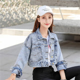 2022 Spring And Autumn New Korean Version Of Students Retro Hong Kong Flavor Loose Short Versatile Jacket Denim Jacket-Outfit