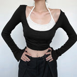 Split Horn Sleeve Pull-Rope Blouse Two-Piece Set Of New Spicy Girls In Spring And Summer 2024 Slim And Slim