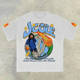 Men's T-Shirt 2024 Basketball Shirt Sports Style Short-Sleeved Cotton Print Loose T-Shirt Street Hip-Hop Blouse Short