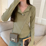 Long-Sleeved T-Shirt Autumn And Winter Korean Version Of Slim Short Bottomed Shirt Minority Design Farewell To Underwear
