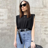 Sleeveless Top Female O Neck White Women Blouse Shirt Ladies Loose solid Chic Casual Blouses Black Cotton