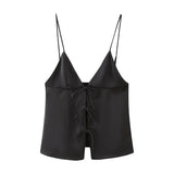 Spring Bowknot Silk Satin Blouse