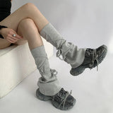 Women Y2k Socks Japanese Lolita Sweet Girl Leg Warmer Knit Sock Bandage Solid Knitted Foot Cover Cosplay Punk Autumn