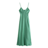 New Women's Wear Fashion Leisure Silk Satin Flute Suspender Skirt