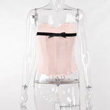 Breast-Wiping, Bow Tie, Waist Vest, Ins Summer Style, Hot Girl Pink