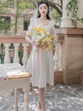 Women Elegant Wedding Birthday White Dresses Summer Female Fashion A-Line Party Vestdios