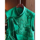 Vest Jacket Women's Spring And Summer New Style Guochao Retro Heavy Industry White Stork Embroidery With Chinese Style Horse Clip