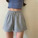 Shorts Solid Cotton Cozy Simple Casual Loose Hipsters Running Breathable All-match Streetwear Hot Teens Wide Leg