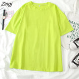 Women Short Sleeve T-shirts O-neck Embroidery Casual Simple Soft Korean Style Trendy Loose Tops Womens Sweet Girls Harajuku