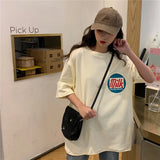 Women Harajuku Milk Printed Kawaii BF Couple Clothes Unisex Loose Long Summer Tee Top Womens Tshirt Korean Style