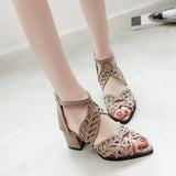 Fashion High-Heeled Sandals Women Summer Water Drill Hollow Size 4243 Yards Fish Mouth Roman