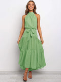 Long Dress Polka Dot Casual Dresses Black Sexy Halter Strapless New 2022 Yellow Sundress Vacation Clothes For