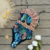 New Sexy Print Swimwear Ruffles Dots Women Swimsuit One Piece Bodysuit Patchwork Monokini Bathing Suit Pad Female