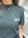 Women Fox Print Graphic Tees Summer O Neck Short SleeveCotton Logo T-Shirt Simple Casual Good Quality Tops