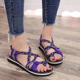 Zingj Size Summer Beach Sandals Women Clip Toe Rope Knot Flat Slippers Women- Outfit