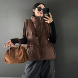 Advanced Sense White Duck Down Vest Female 2024 Winter Fashion Casual Design Sense Big Thick Vest Vest Tide-Outfit