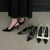 Zingj Summer New ~ Pointed Head Head Color Single Shoes Back Empty Word With High Heel Fine Heel Women's