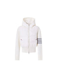 Autumn And Winter New Small Hooded Four Bars Down Jacket Female 2024 Korean Version Of Knit Sleeve Splicing Yoga Clothing Tide-Outfit