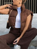 Sleeveless Cropped Puffer Jacket- Outfit