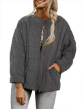 Solid Color Stand-up Collar Loose Pockets