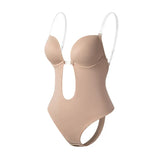 Shapewear Deep V-Neck Body Shaper Backless U Plunge Thong Shapers Waist Trainer Women Clear Strap Padded Push Up