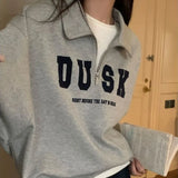 Women Letter American Retro Simple Zipper Loose All-match Turn-down Collar Chic Students Casual Autumn Fashion