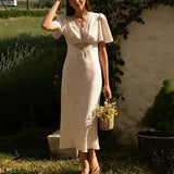 Women's Fashion Sexy V-Neck Solid Color Bhise Body Repair Small Sling Dress