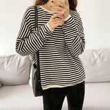 Version Hoodie Women's Spring And Autumn Thin Style 2023 Spring New Striped Oversize Loose Long-Sleeved Women's