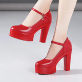 Cowhide Catwalk High Heels Women's Anti-Skid Thick Heel Waterproof Platform Cheongsam Models Soft Leather Work Shoes Women's