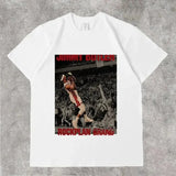 Men's T-Shirt 2024 Basketball Shirt Sports Style Short-Sleeved Cotton Print Loose T-Shirt Street Hip-Hop Blouse Short