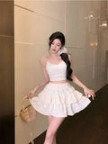White Sling With Breast Vest Body Bm Half-Dress Short Skirt Two Sets With Short Top