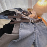Straight Jeans Women with Belt Vintage Basic Blue Ankle-length Denim Pants Plus Size Boyfriend Gray Jeans