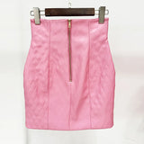 New Star Fashion Flowers Decorated Rose Buckle Ling Leather Short Jacket