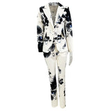 New Star Temperament Fashion Digital Print A Buckle Suit Small Foot Pants Set