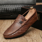 Leather Men Shoes Casual Breathable Loafers Men PU Leather Moccasins Comfortable Flat Men Shoes Outdoor Walking