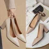 Single Shoes Women's Coarse 2025 Spring And Summer New Pointed Work Shoes Shallow One-Footed Korean Version Of Simple High