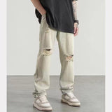 Hole Jeans Spring And Autumn Men's Tide Card Hip-Hop Trend Beggar Trousers 2024 Tide
