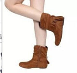 Autumn And Winter New Station Size 43 Flat Bottom Belt Buckle Women's Short Boots Lindrical Head Women's