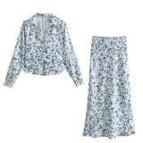 Spring Print Slim Shirt 2580126 Medium Skirt