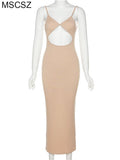 White Cut Out Maxi Dresses For Women Spaghetti Strap Backless Sexy Beach Dress Boho Long Summer Dress 2022 Party