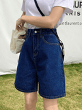 High Waist Straight Leg Denim Shorts-Outfit
