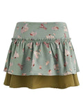 Floral Print Ruffle Mini Skirt- Outfit