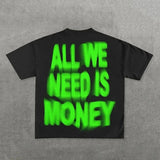 T-Shirt Y2K Hip-Hop Letter Retro Cross Graphic Print Oversized T-Shirt Men's Round Neck Cotton Short-Sleeved